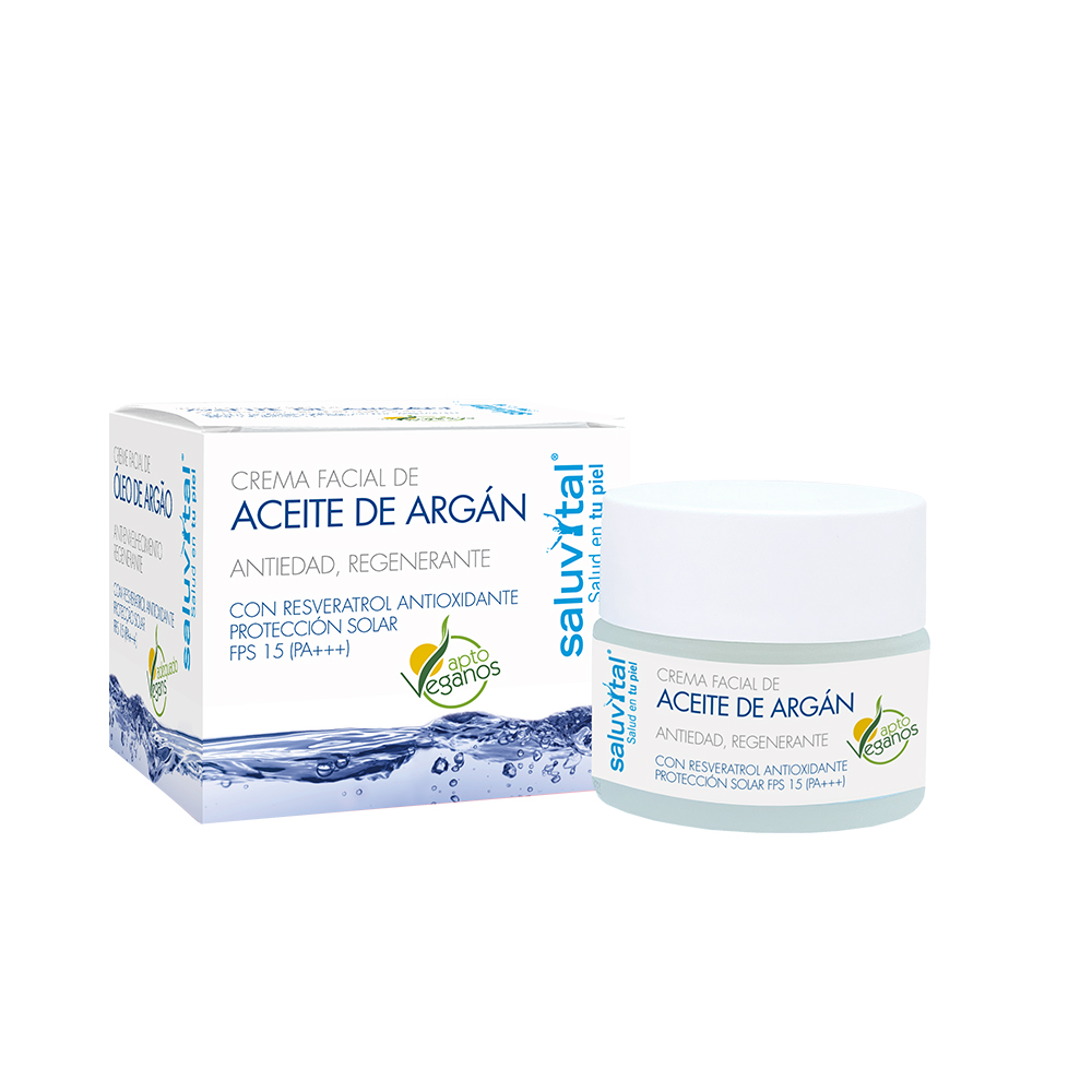 Crema Facial de Aceite de Argán con protección solar FPS15 | Crema de día 50ml | Crema regenerante e hidratante